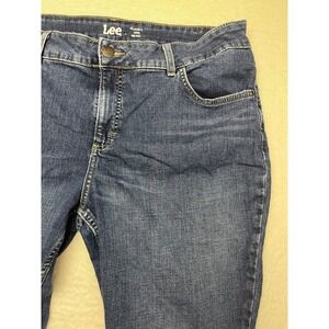 Lee Capri Jeans Womens 20 Blue Regular Fit Mid Rise Denim 112315559 Stretch